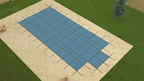 GLI Secur-A-Pool Blue Rectangular Safety Cover 12' x 24' with Center End Step