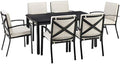 Crosley Furniture Kaplan 7-Piece Outdoor Dining Set Oiled Bronze with Oatmeal Cushions