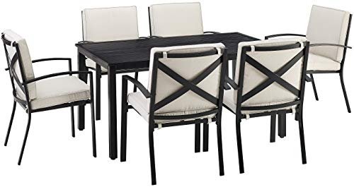 Crosley Furniture Kaplan 7-Piece Outdoor Dining Set Oiled Bronze with Oatmeal Cushions
