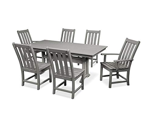 Polywood Vineyard 7-Piece Farmhouse Dining Set Slate Grey