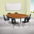 Flash Furniture Emmy Oval Wave Laminate Activity Table Set with Student Stack Chairs Oak