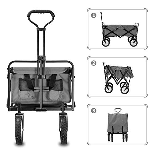 5sssallefaa Folding Wagon Portable Garden Cart 60kg Capacity Collapsible Gray