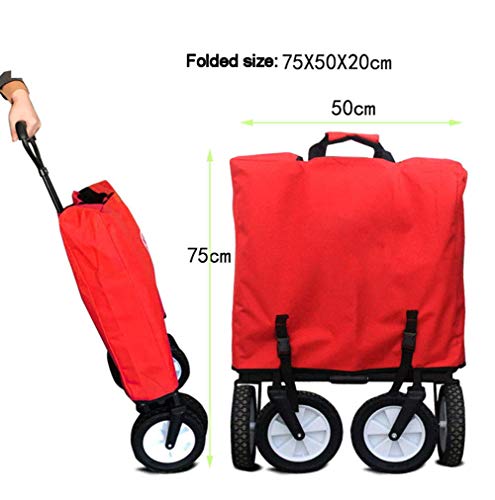 5sssallefaa Pull Along Folding Wagon Aluminium 80kg Portable Garden Cart with 4 Wheels Steel Brakes Forest Camouflage