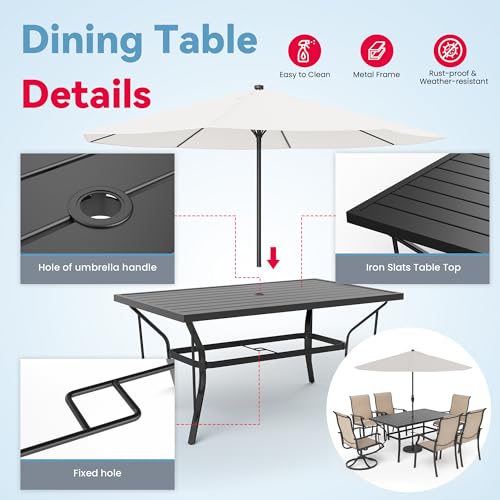 Pamapic 7-Piece Patio Dining Set with 2 Swivel Chairs & 4 Regular Chairs Beige