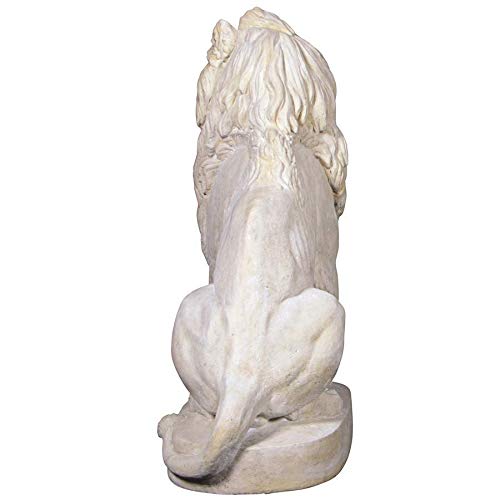Design Toscano Stately Chateau Lion Sentinel Garden Statue Right Antique Stone Finish