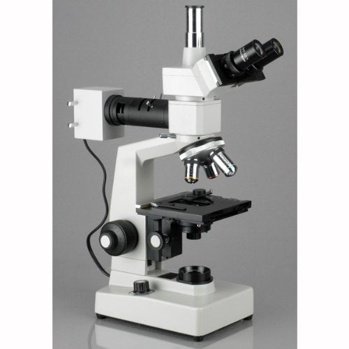 AmScope 40X-1000X Two Light Metallurgical Microscope with 1.3MP Digital Camera Blue
