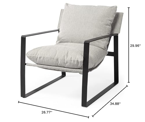 HomeRoots Ash Gray and Black Metal Sling Chair Black