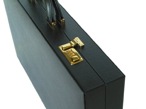 Zaza & Sacci Genuine Leather Backgammon Attache 23" Double-Grip Handle Black