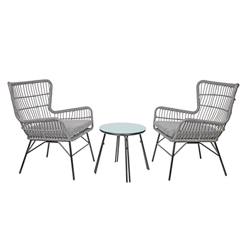 Alpine Corporation Outdoor Resin Wicker Conversation Set with Cushions