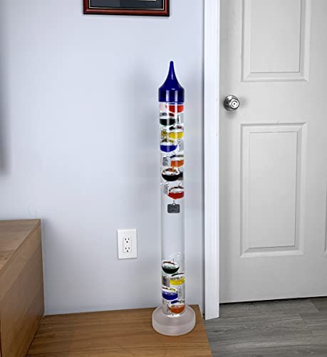 Glassic Gifts Galileo Thermometer 40" Tall Chrome