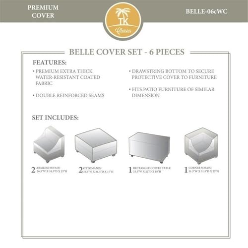 Afuera Living Contemporary 6 Piece All Weather Cover Set Beige
