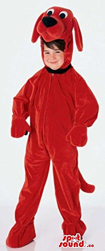 SPOTSOUND Cute Red Dog Children Size Plush Costume Red