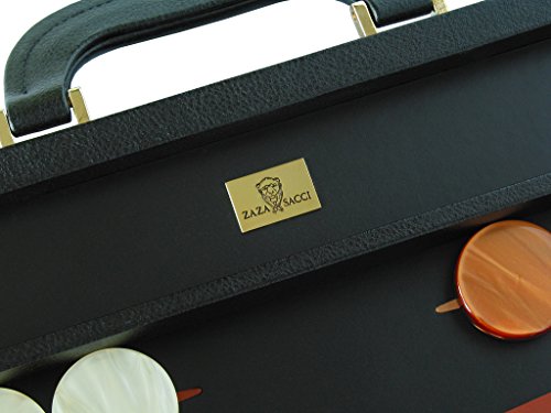 Zaza & Sacci Genuine Leather Backgammon Attache 23" Double-Grip Handle Black
