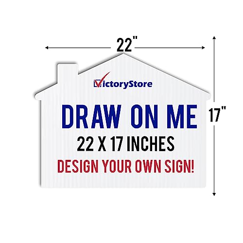 VictoryStore 22” x 17” House Shaped Blank Yard Signs White