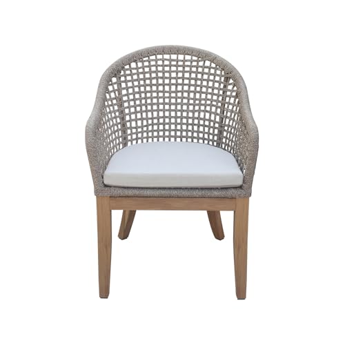 IC INTERNATIONAL CONCEPTS Set of Two Outdoor Teak Patio Dining Chairs with Cushions Natural