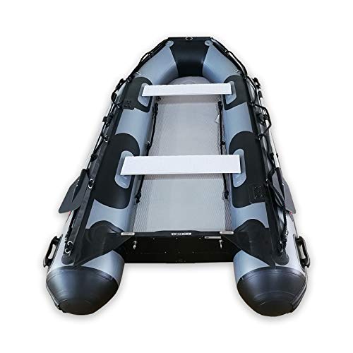 Seamax Recreational Inflatable Boat 10.8 Feet Dark Grey with High Pressure Airmat for 4 Passengers