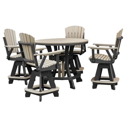 American Furniture Classics Five Piece Round Counter Height Dining Set Weatherwood/Black