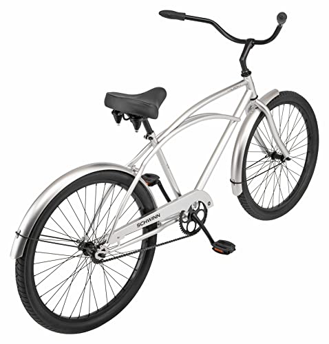 Schwinn Huron Adult Beach Cruiser Bike 26-Inch Silver