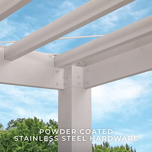 Backyard Discovery Windham 14' x 10' Galvanized Steel Pergola Kit with Shade Sail Canopy White