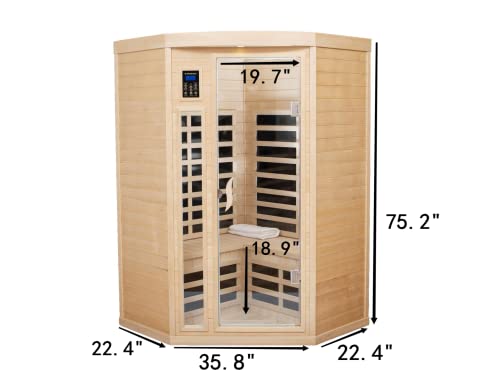 HFYee 2-Person Hemlock Infrared Sauna Box Natural