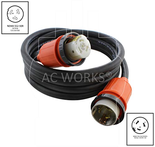 AC WORKS MSS2PR 6/4 SOOW NEMA SS2-50 Marine Shore Boat Power Cord 50A 125/250V