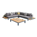 Armen Living Polo Outdoor Set Dark Grey Grey Powder Coat Finish