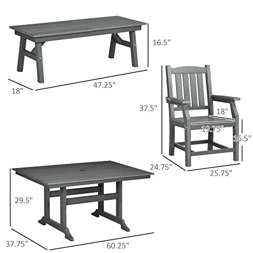 Outsunny 6-Piece Patio Dining Set Outdoor Furniture with Cushions Grey