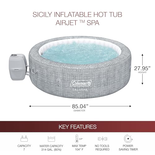 Coleman SaluSpa Sicily AirJet Hot Tub with 180 Jets Gray