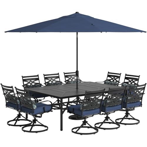 Hanover Montclair 11-Piece Outdoor Dining Set Navy