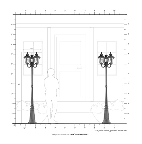 Livex Traditional Three Light Outdoor Post Mount Oxford Collection White