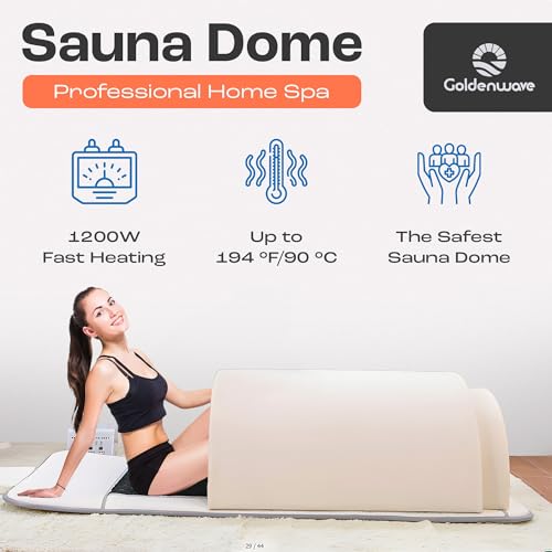 Golden Wave Far Infrared Sauna Dome with 360° Body Coverage White