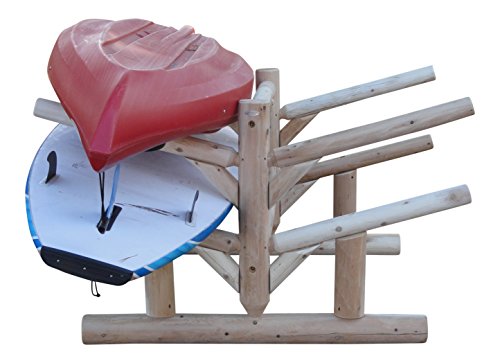 Log Kayak Rack 4 Place Paddle Board Storage Unfinished