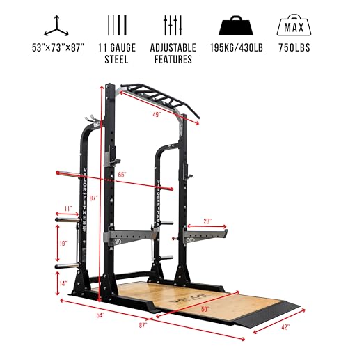 Valor Fitness Squat Rack with Pull Up Bar Weight Cage - 750lb Capacity -Plate & Barbell Storage