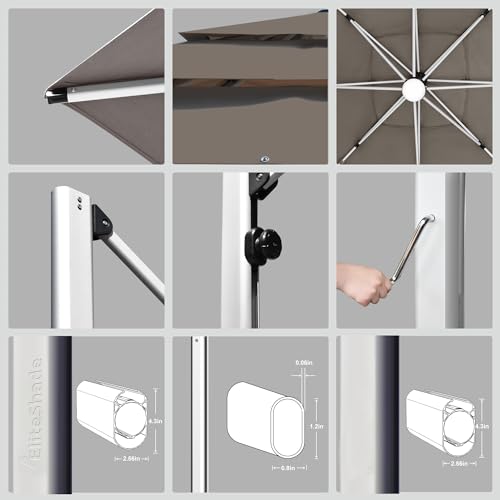 EliteShade APOLLO 3-Tier 10x10FT Aluminum Cantilever Patio Umbrella Burgundy
