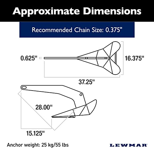 Lewmar Stainless Steel Delta Anchor 55 lbs for Boats 44'-64'