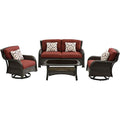 Hanover Strathmere Outdoor 4-Piece Conversation Set Crimson Red