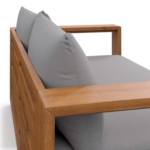 Modway Tahoe Acacia Wood Outdoor Patio Loveseat Natural Light Gray