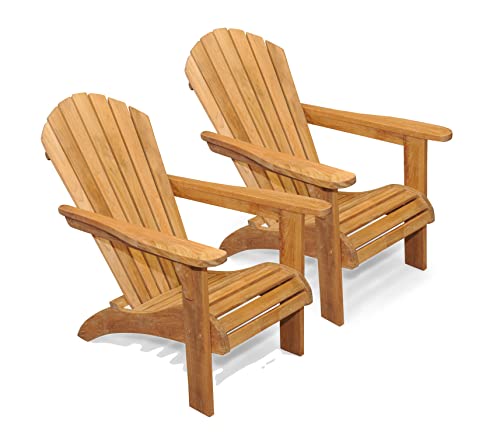 GOLDENTEAK Premium Teak Adirondack Chairs - Pair Golden Honey Brown