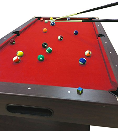 SIMBASHOPPING USA 8' Feet Billiard Pool Table Vintage Red Brown and Red