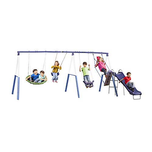XDP RECREATION Surf N Swing 5 Station Kids Play Set Green Super Disc Swing