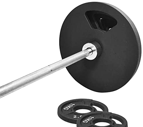 Signature Fitness Cast Iron Olympic Weight Plates & Barbell Set 325LB with Barbell