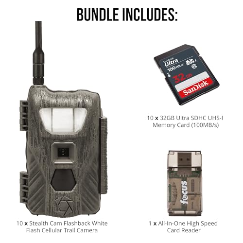 Stealth Cam Flashback 40MP Cellular Trail Camera 10-Pack with 32GB Memory Cards and Card Reader