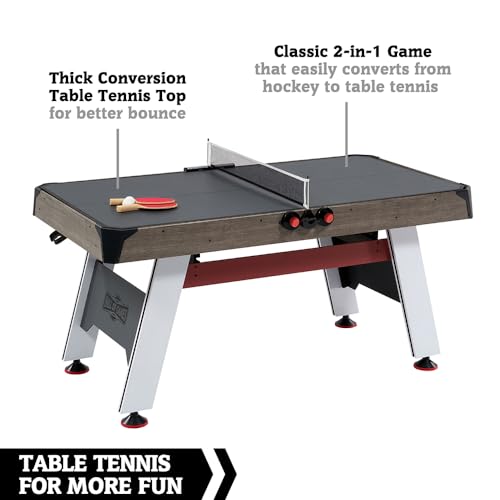 Hall of Games 5.5' Arcade Air Hockey & Tennis Table 2-in-1 Wood Grain/Red