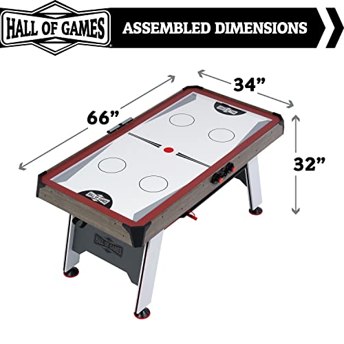 Hall of Games 5.5' Arcade Air Hockey Table & Tennis Top 2-in-1 Set Wood Grain/Red/White Black
