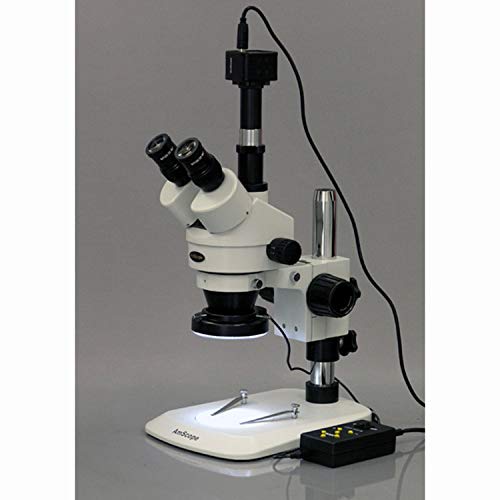 AmScope Digital Trinocular Stereo Zoom Microscope with LED Light Multi