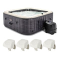 Intex PureSpa Plus Greystone 6 Person Inflatable Outdoor Hot Tub 94" Square Spa with 170 AirJets