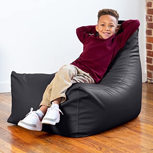Jaxx Juniper Premium Vinyl Classroom Bean Bag Chair Black