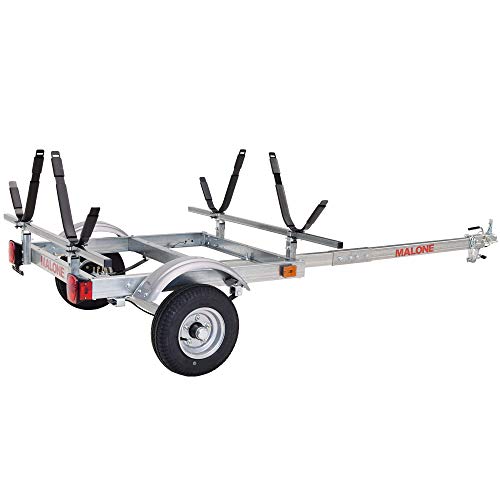 Malone EcoLight 2-Boat J-Rack Kayak Trailer Package Silver