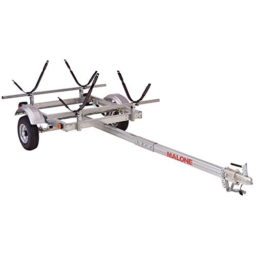 Malone EcoLight 2-Boat J-Rack Kayak Trailer Package Silver