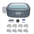 Coleman SaluSpa 114 AirJet Square Hot Tub with Spa Seat & Padded Headrest Pillows Gray